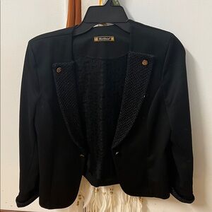 Black Markham Blazer with Textured Lapel